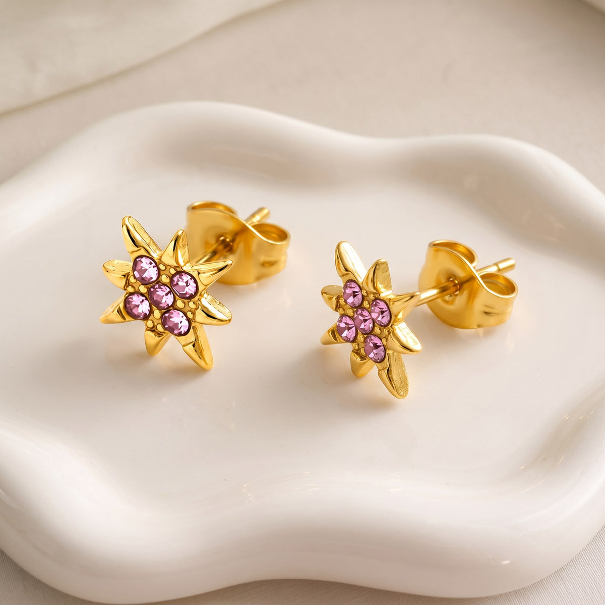 StarFlower Gold Stud Earrings - Bloom Main image
