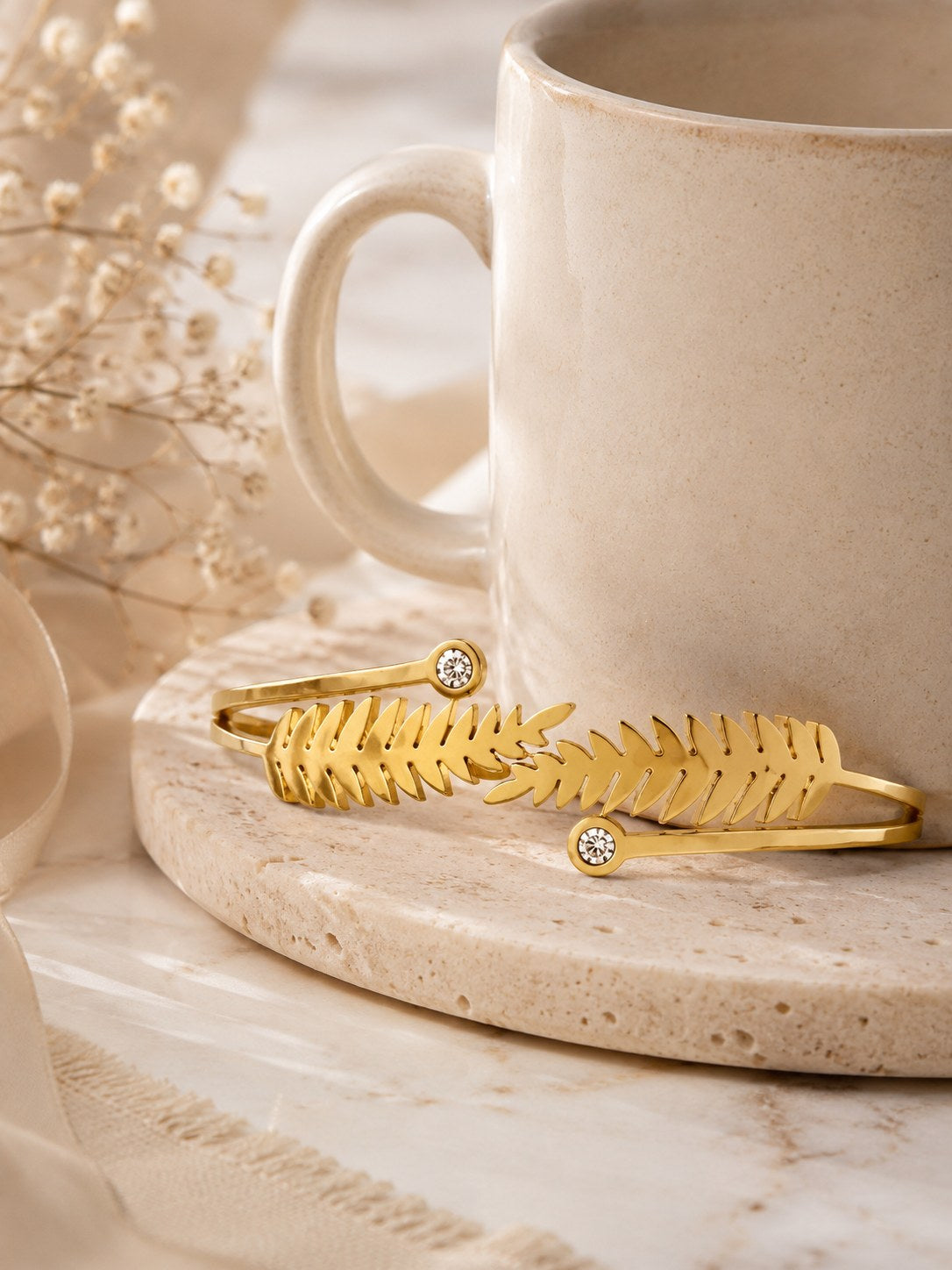 Leafy Gold Plated Bangle