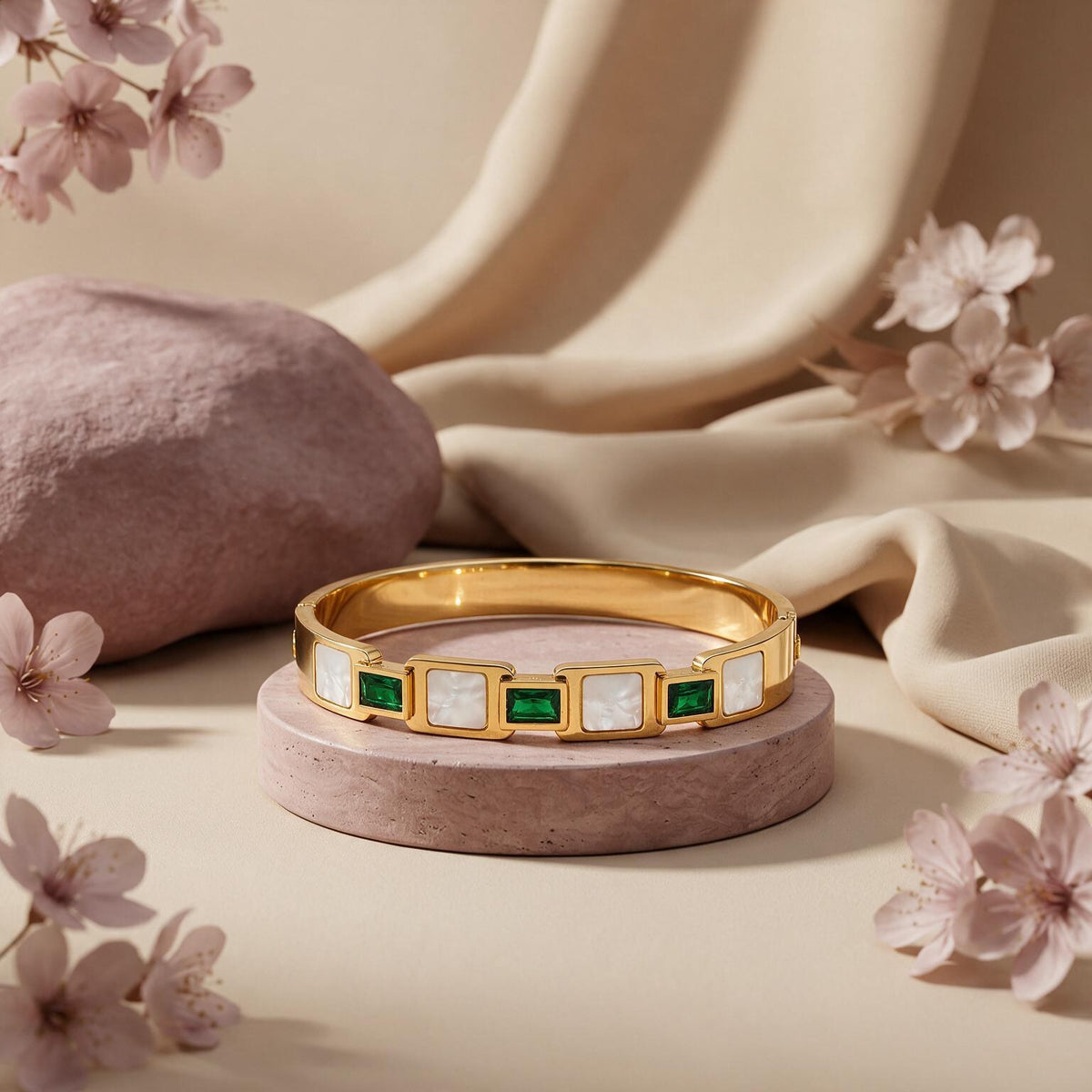 Emerald Gold Plated Bangle Main image