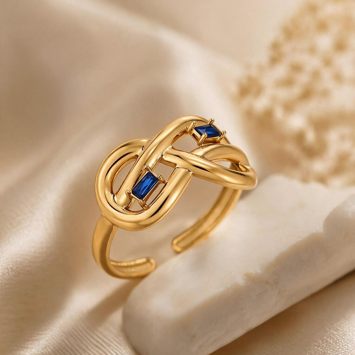 Sapphire Knot Gold Ring