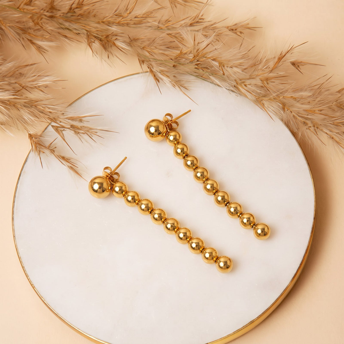 Linear Drop Gold Earrings Main image