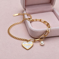 Pearl Whisper Gold Heart Bracelet