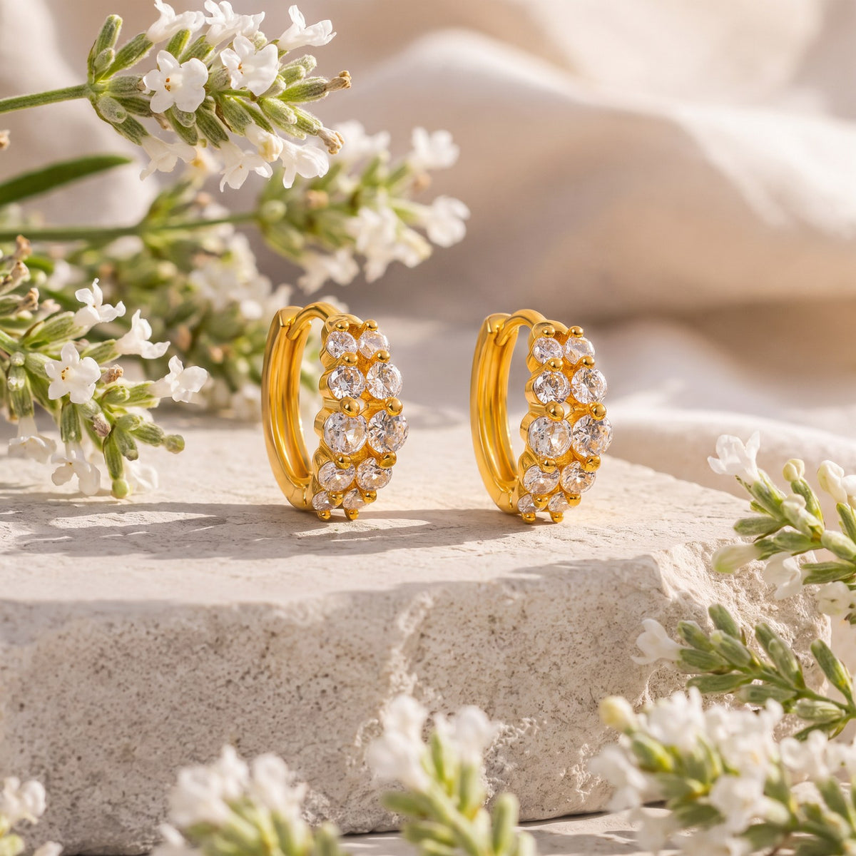 Starlit Gold Huggies Earrings Main image