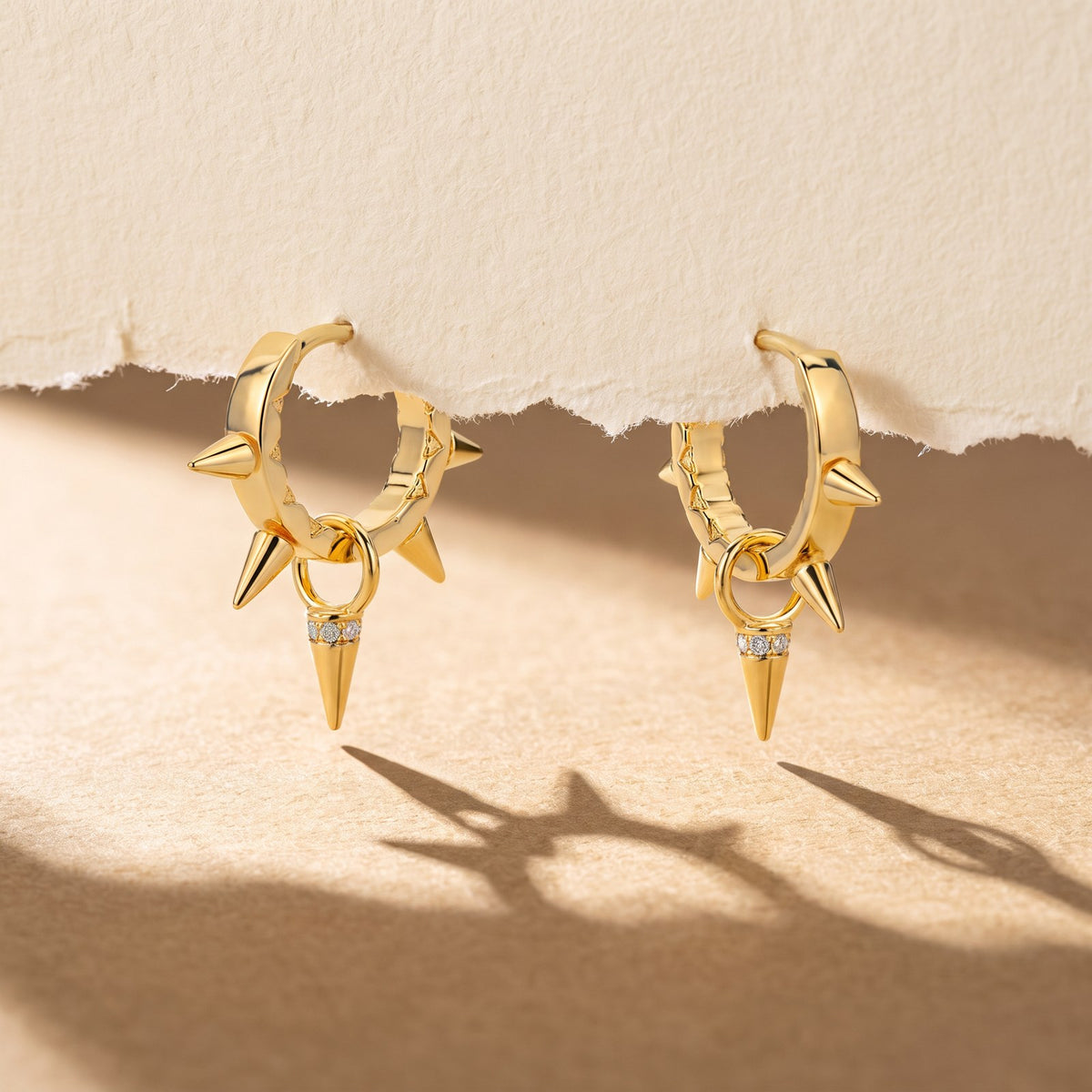 Apex Spike Gold Hoops Earrings