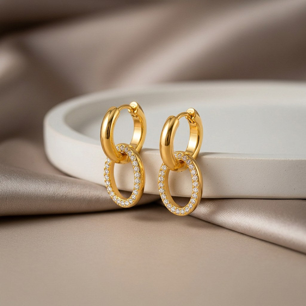 Gold Link Hoops Earrings Main image