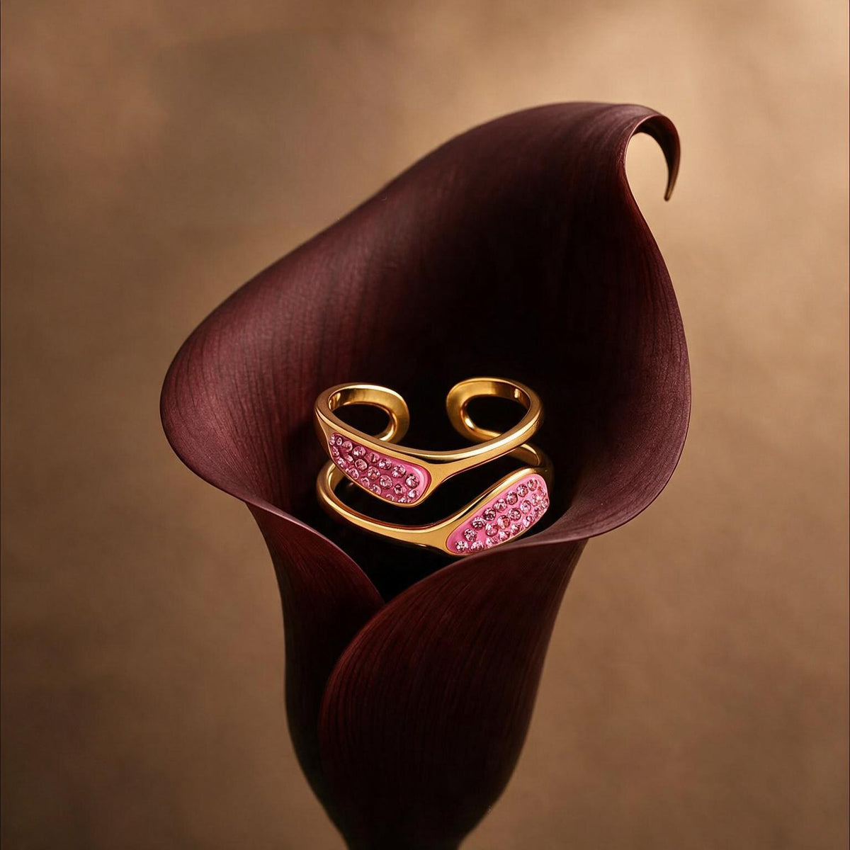 Pink Wave Gold Ring Main image