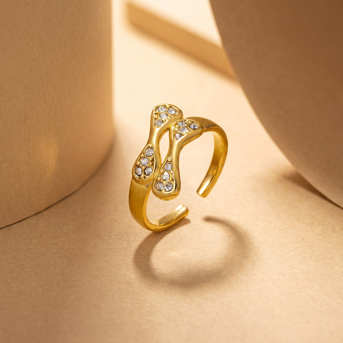 Twin Leaf Gold Ring