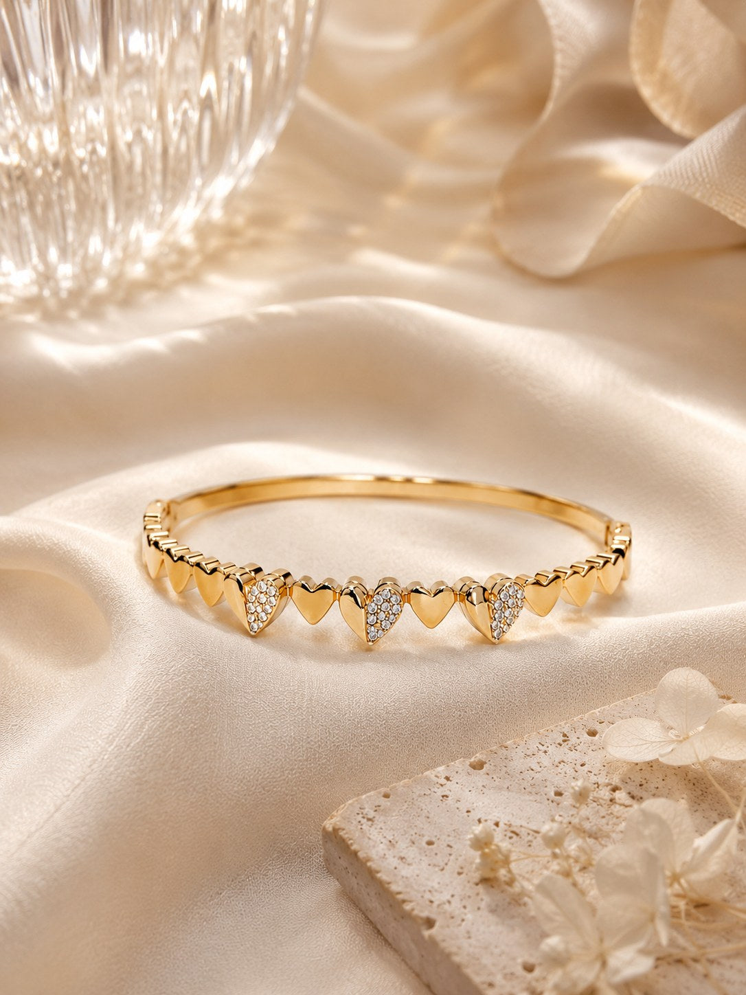 Trio Heart Gold Plated Bangle Main image