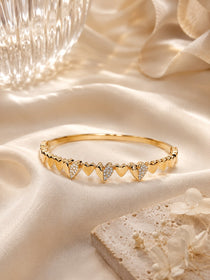 Trio Heart Gold Plated Bangle