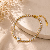 Amore Heart Gold Tennis Bracelet