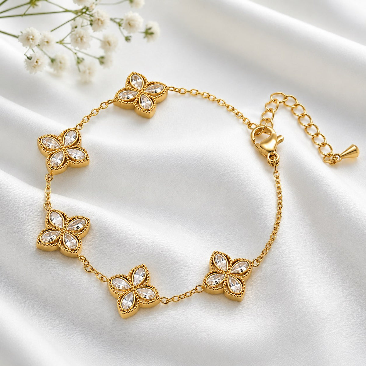 Fleur Eclat Gold Bracelet - Crystal
