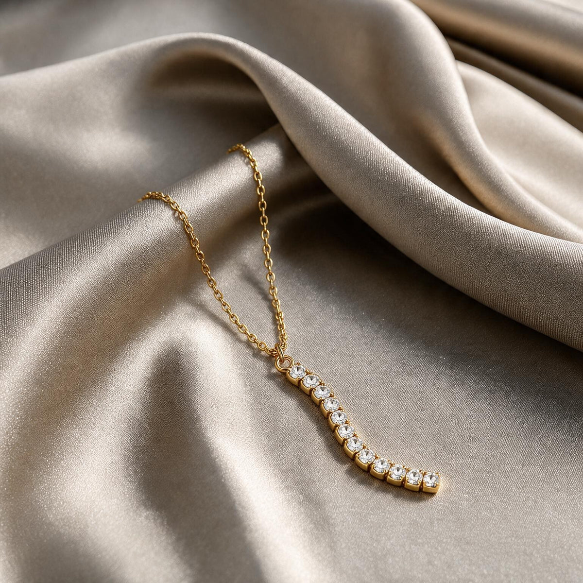 Crystal Cascade Gold Necklace Main image