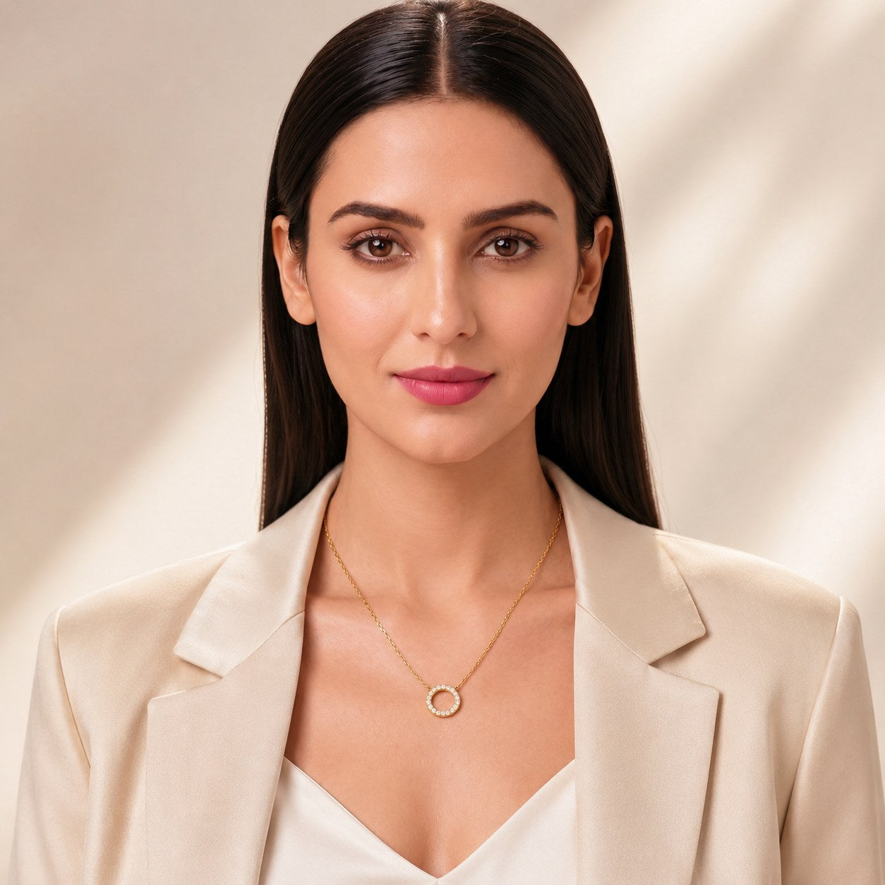 Halo Crystal Gold Necklace Secondary image