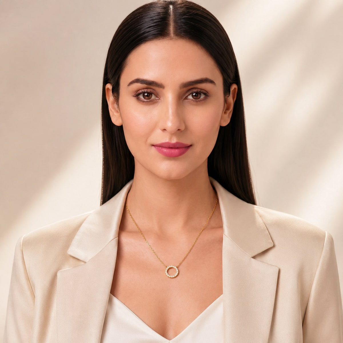 Halo Crystal Gold Necklace