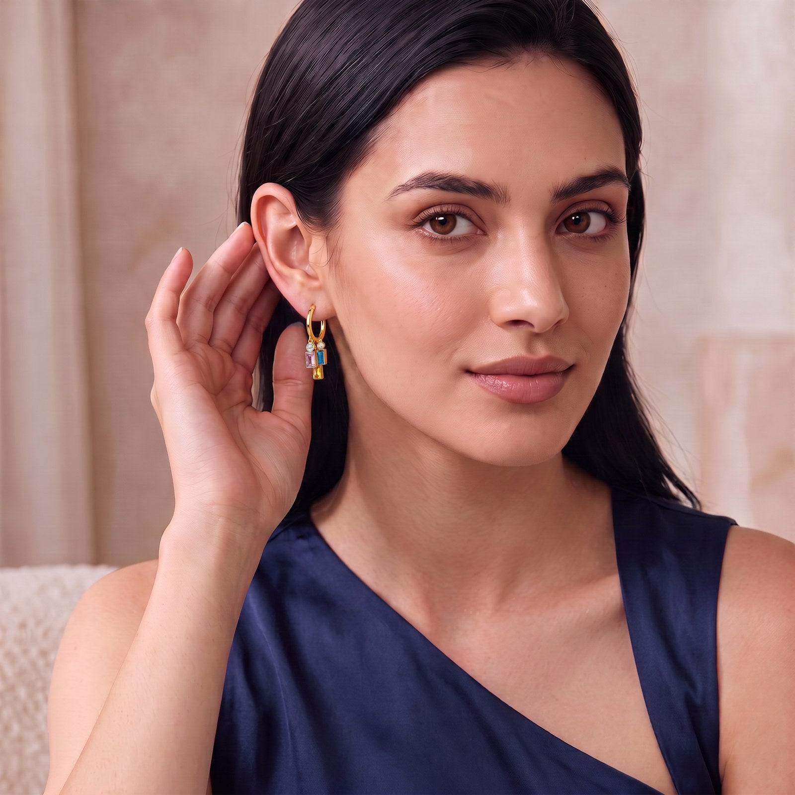 Gem Symphony Gold Earrings Secondary image