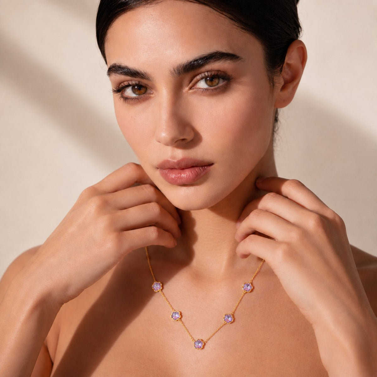 Lilac Bloom Gold Necklace