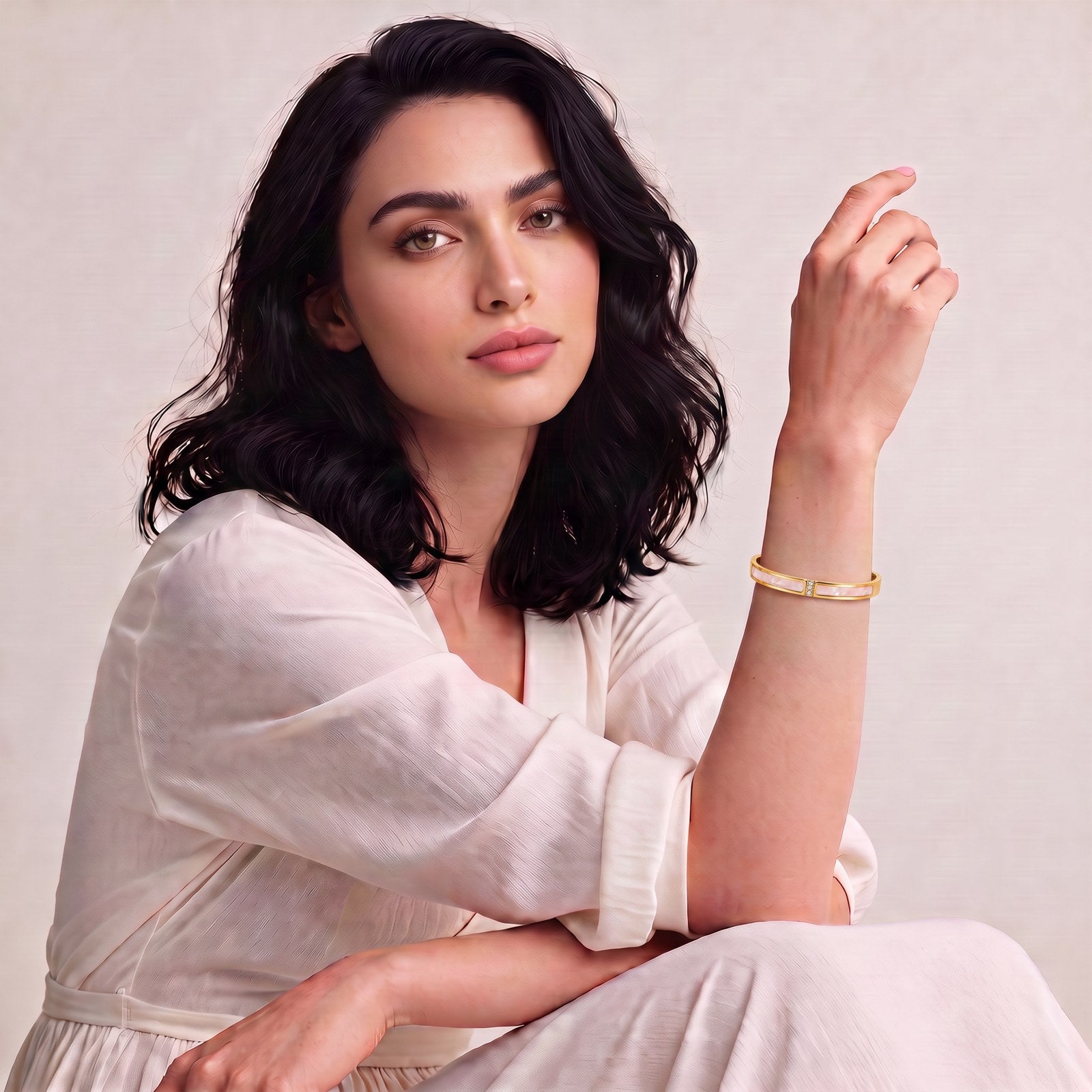 Ivory Gold Plated Bangle Secondary image