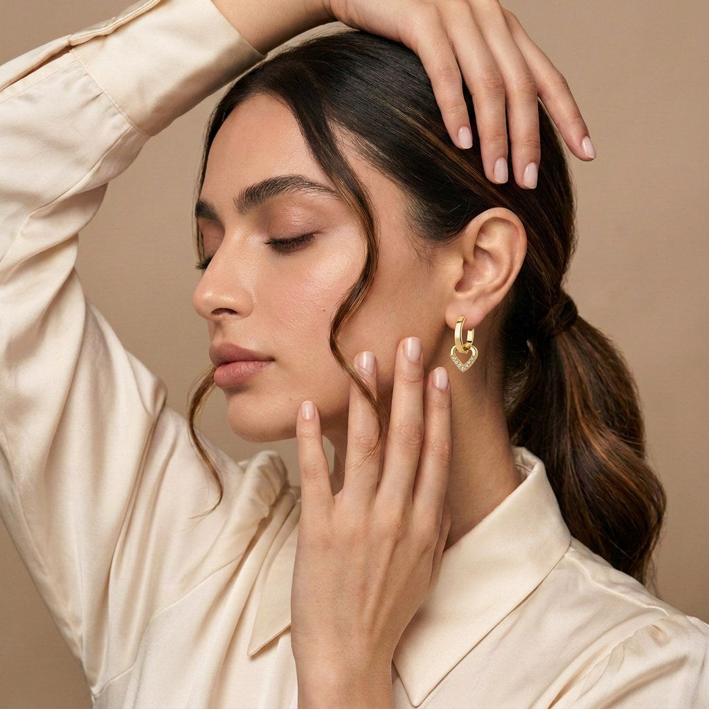 Simple Love Gold Hoop Earrings Secondary image