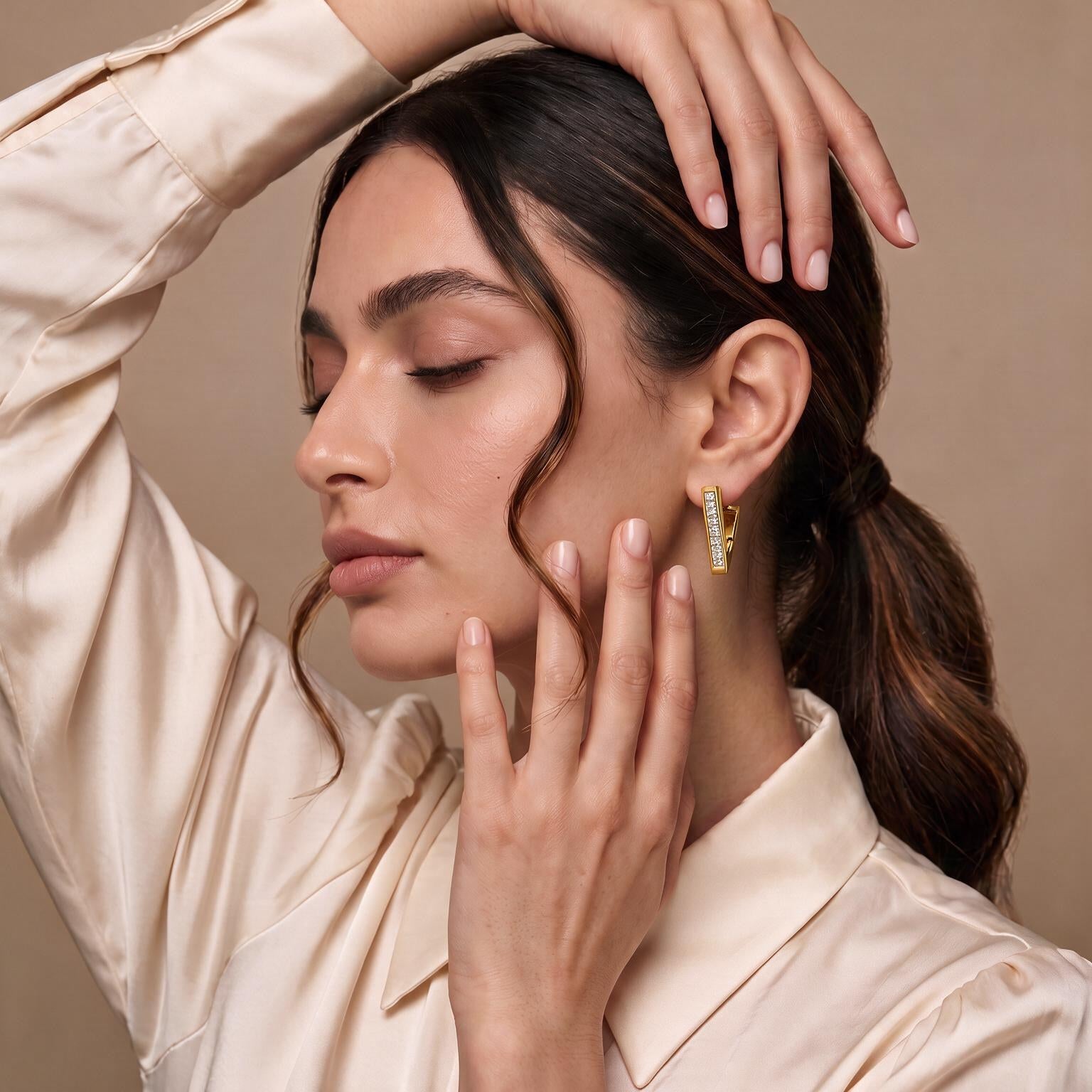 Triangle Gold Earrings Secondary image