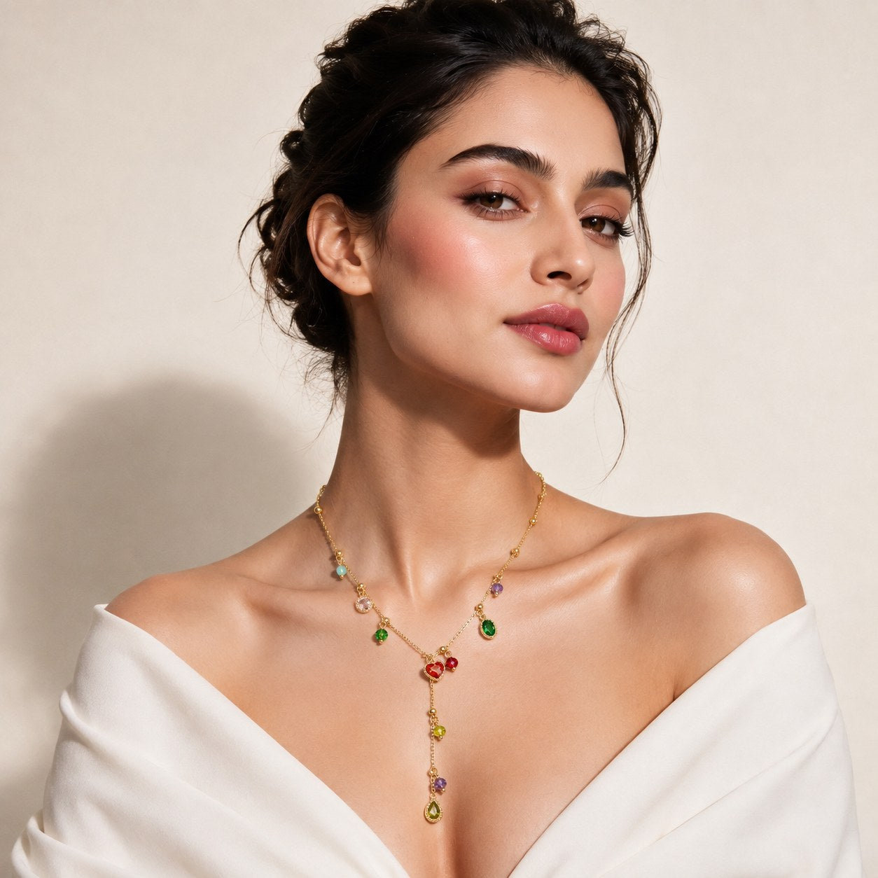 Jewel Cascade Gold Necklace Secondary image