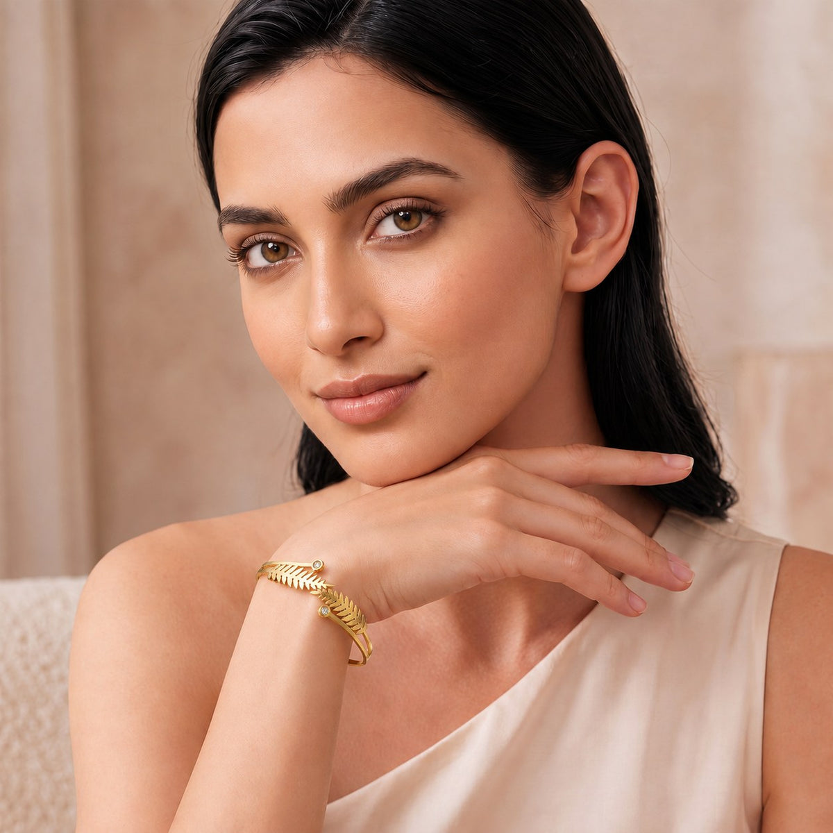 Leafy Gold Plated Bangle