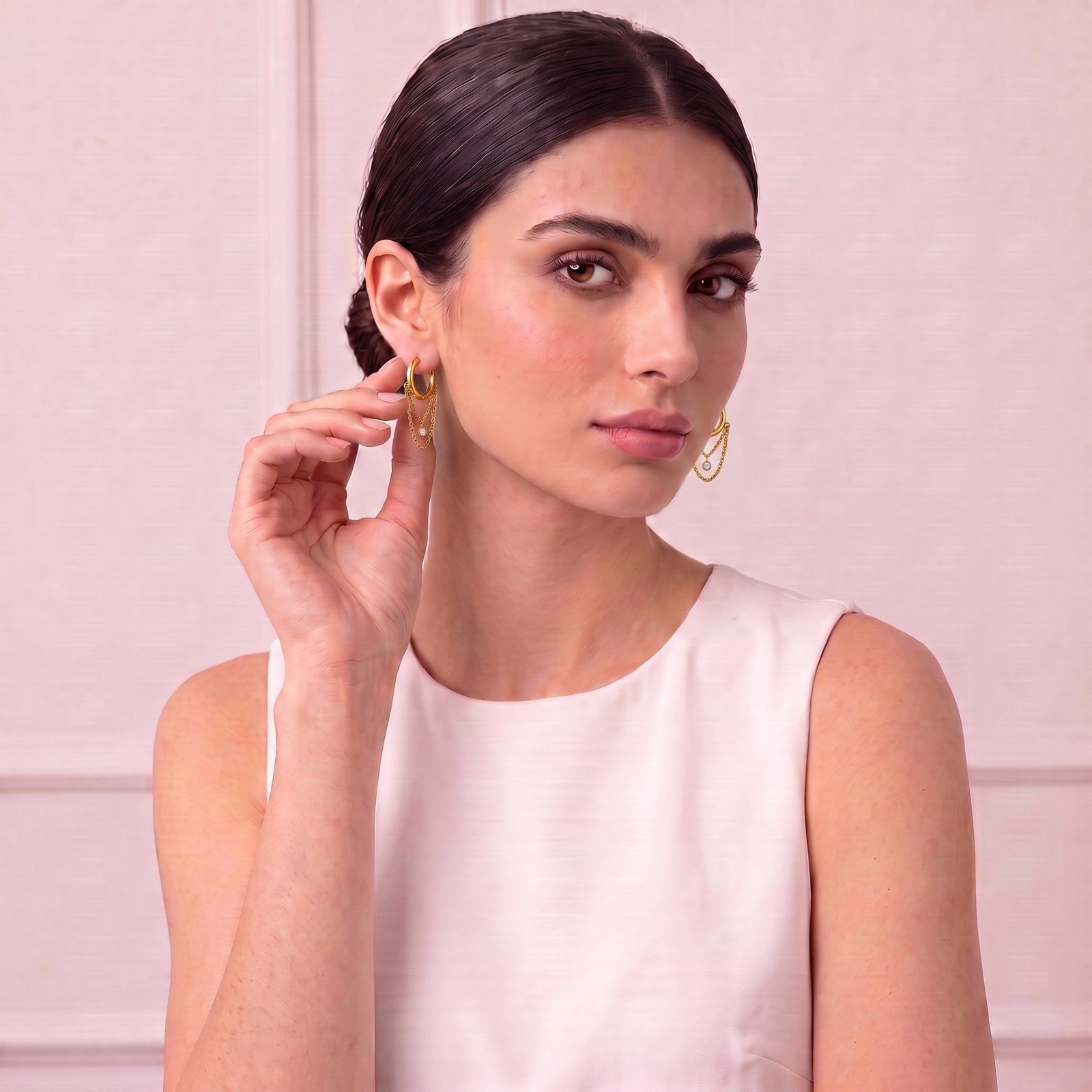The Serene Gold Earrings Secondary image