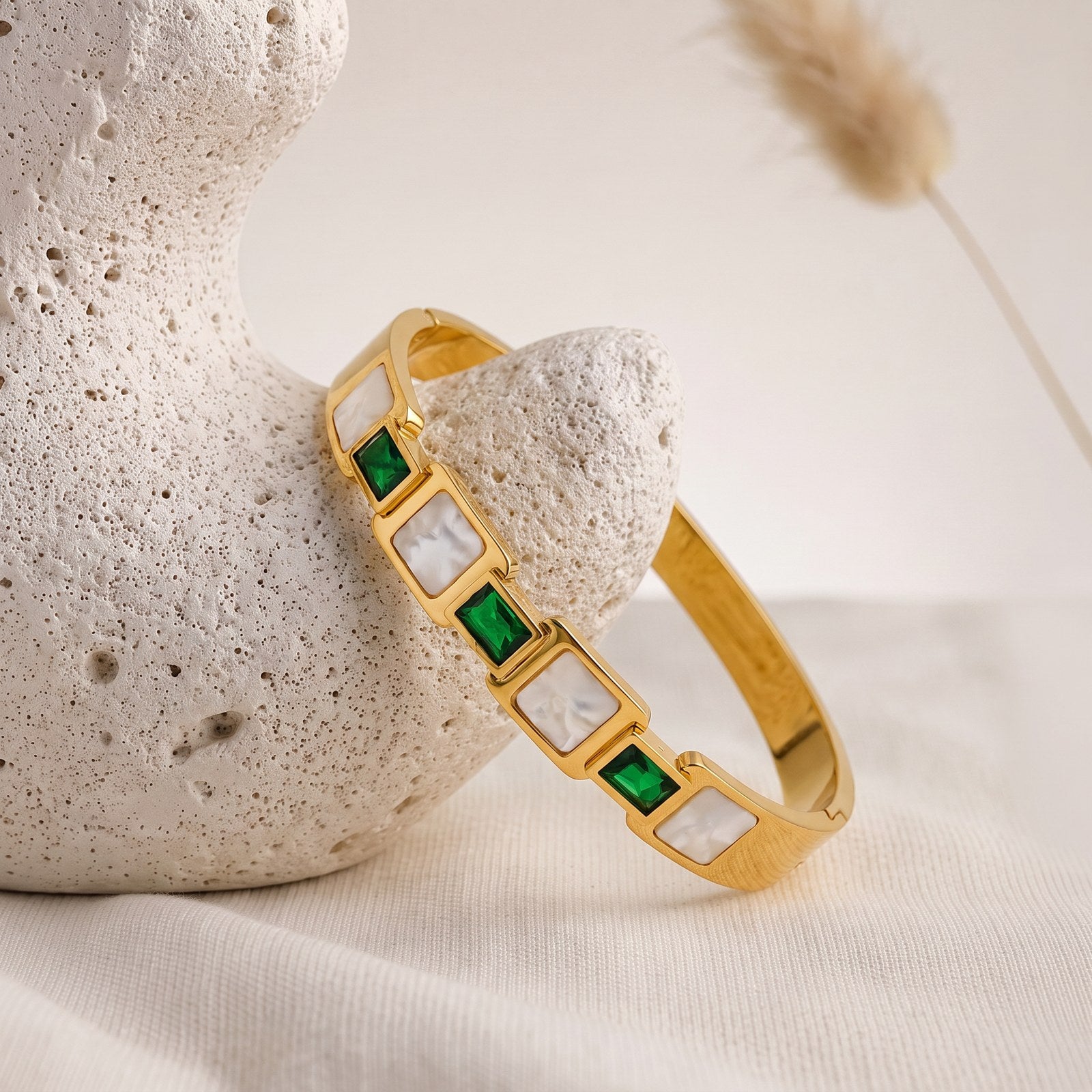 Emerald Gold Plated Bangle Secondary image