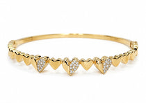 Trio Heart Gold Plated Bangle