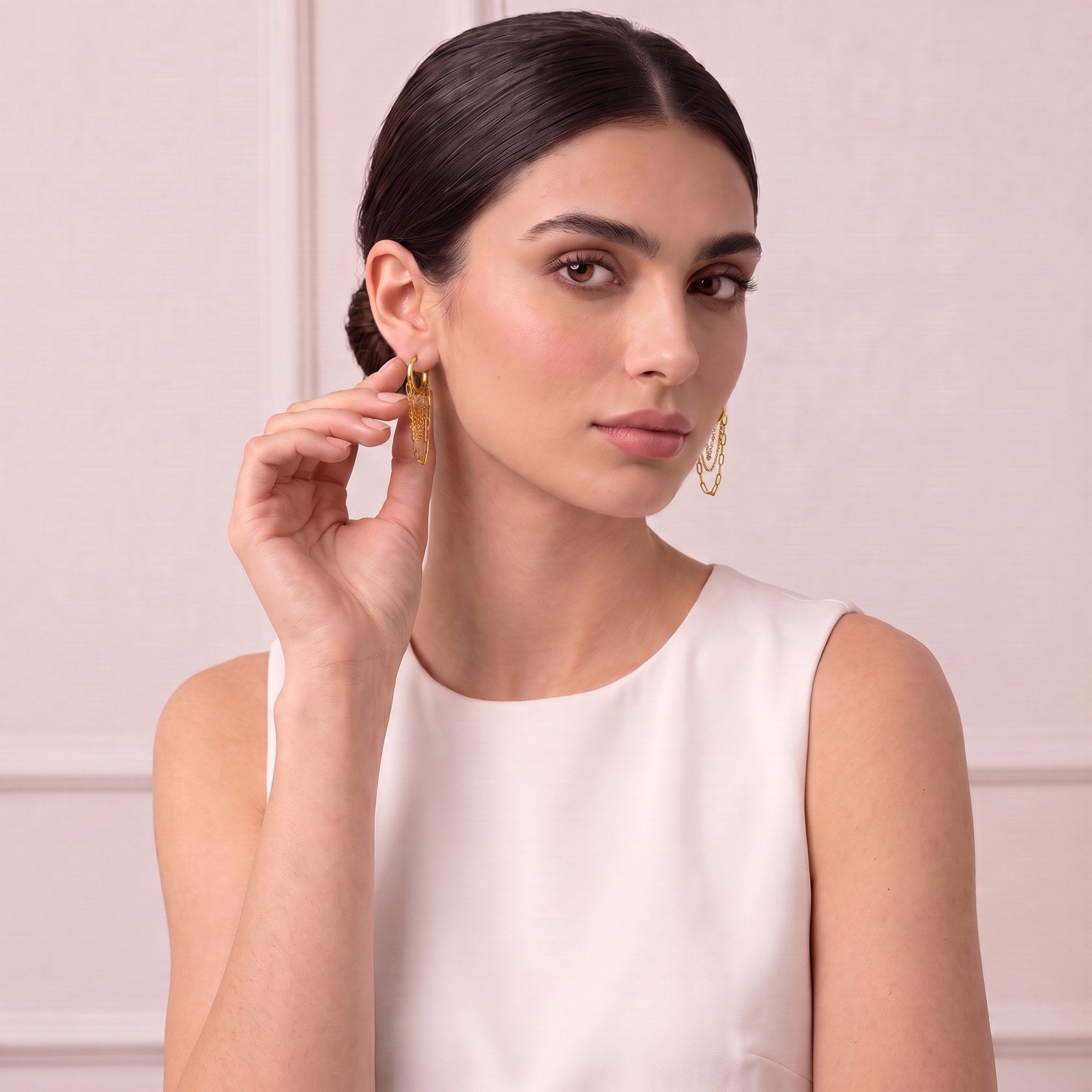 Trapestery Gold Hoops Earrings Secondary image