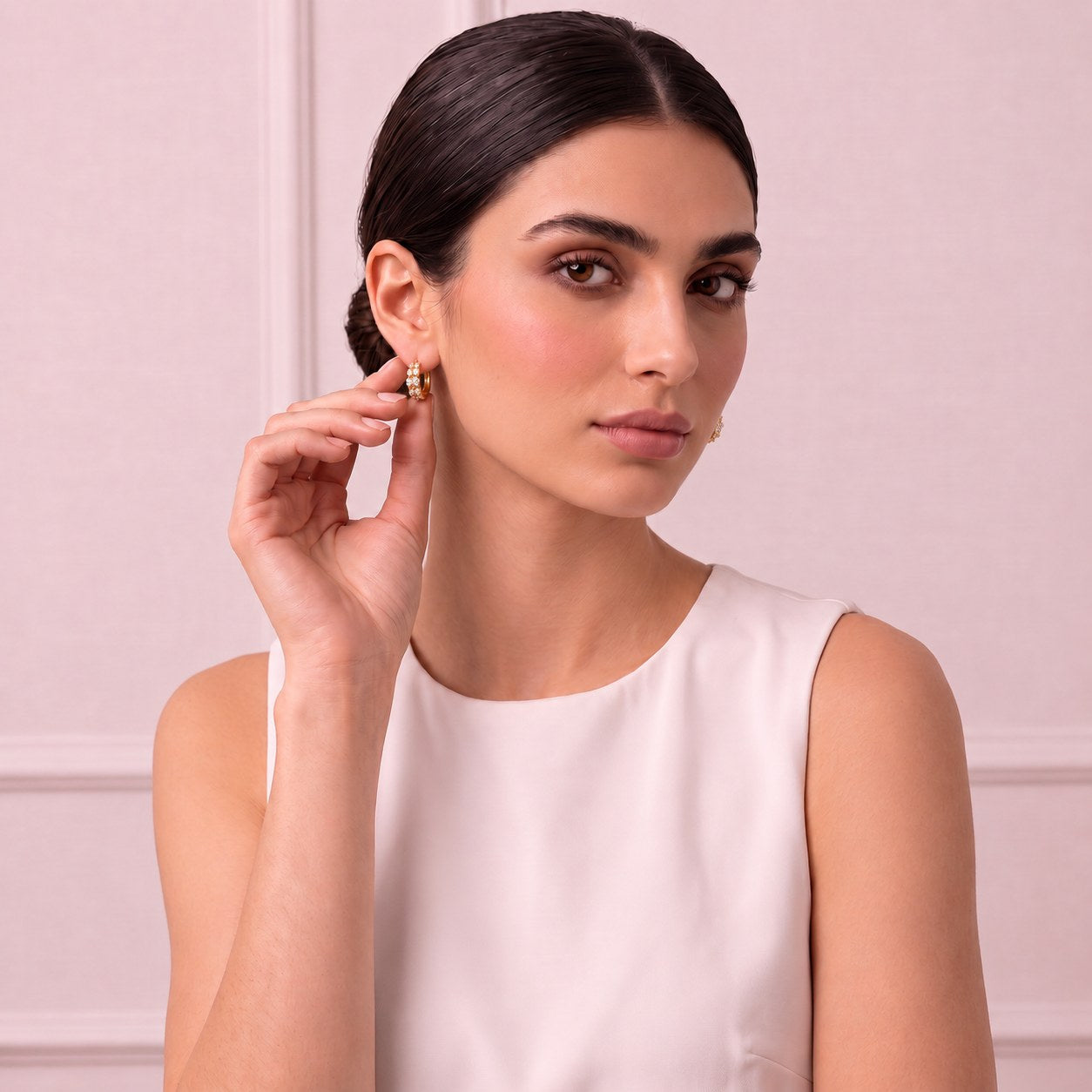 Starlit Gold Huggies Earrings Secondary image