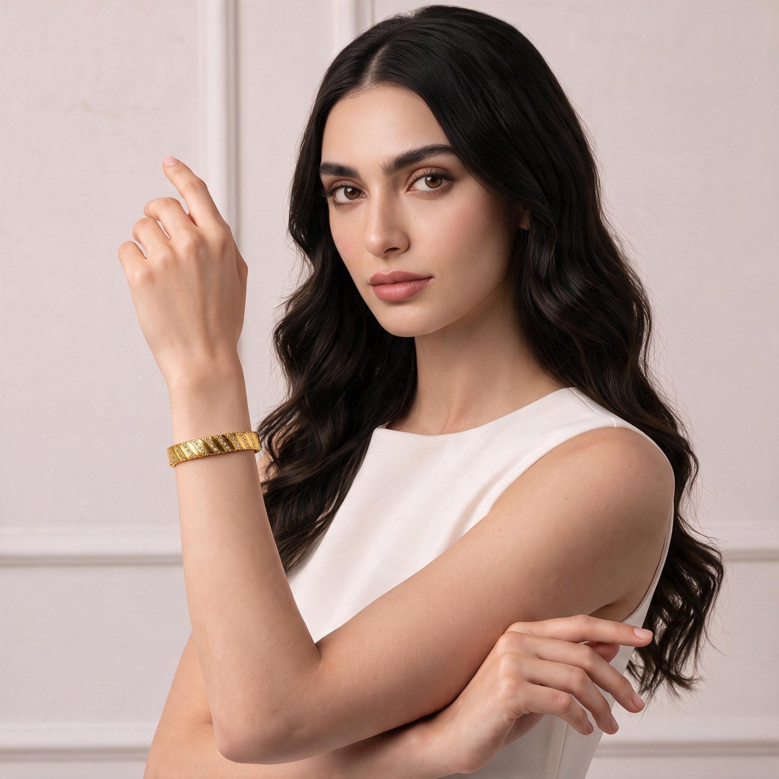 Weave Gold Plated Bangle Secondary image
