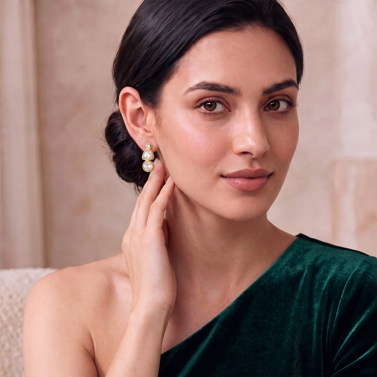 Lumina Bezel Gold Stud Earrings