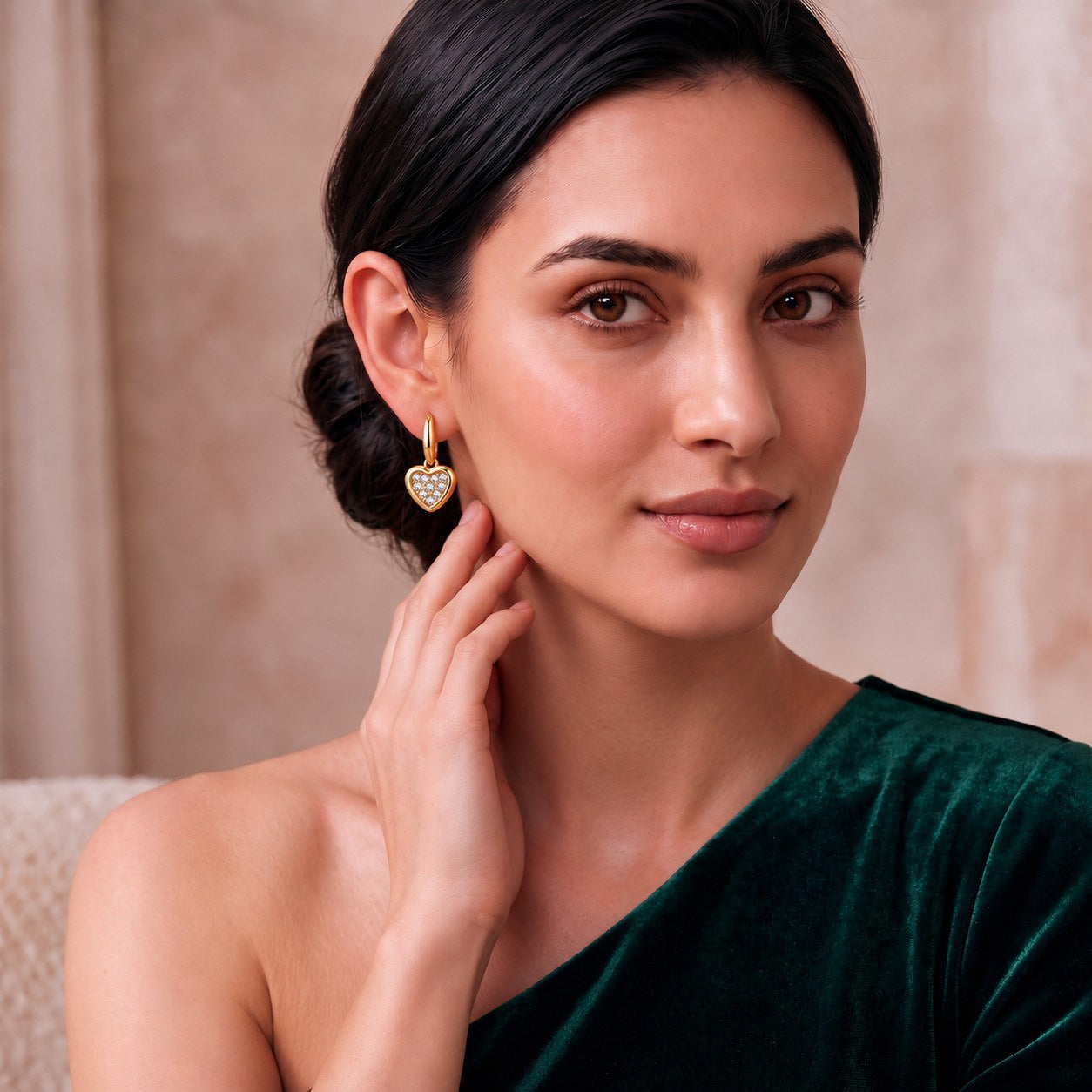 Adora Gold Heart Earrings Secondary image