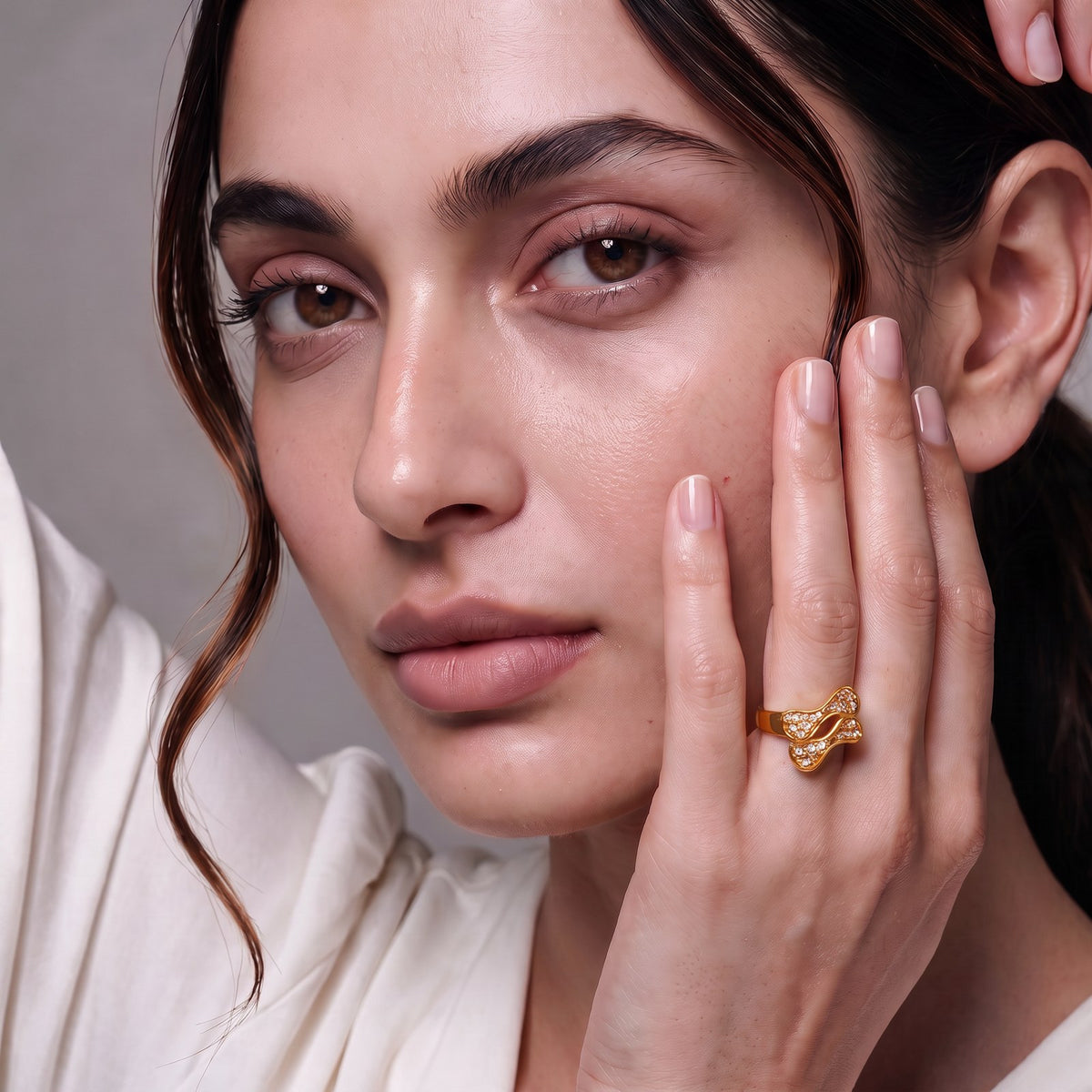 Twin Leaf Gold Ring