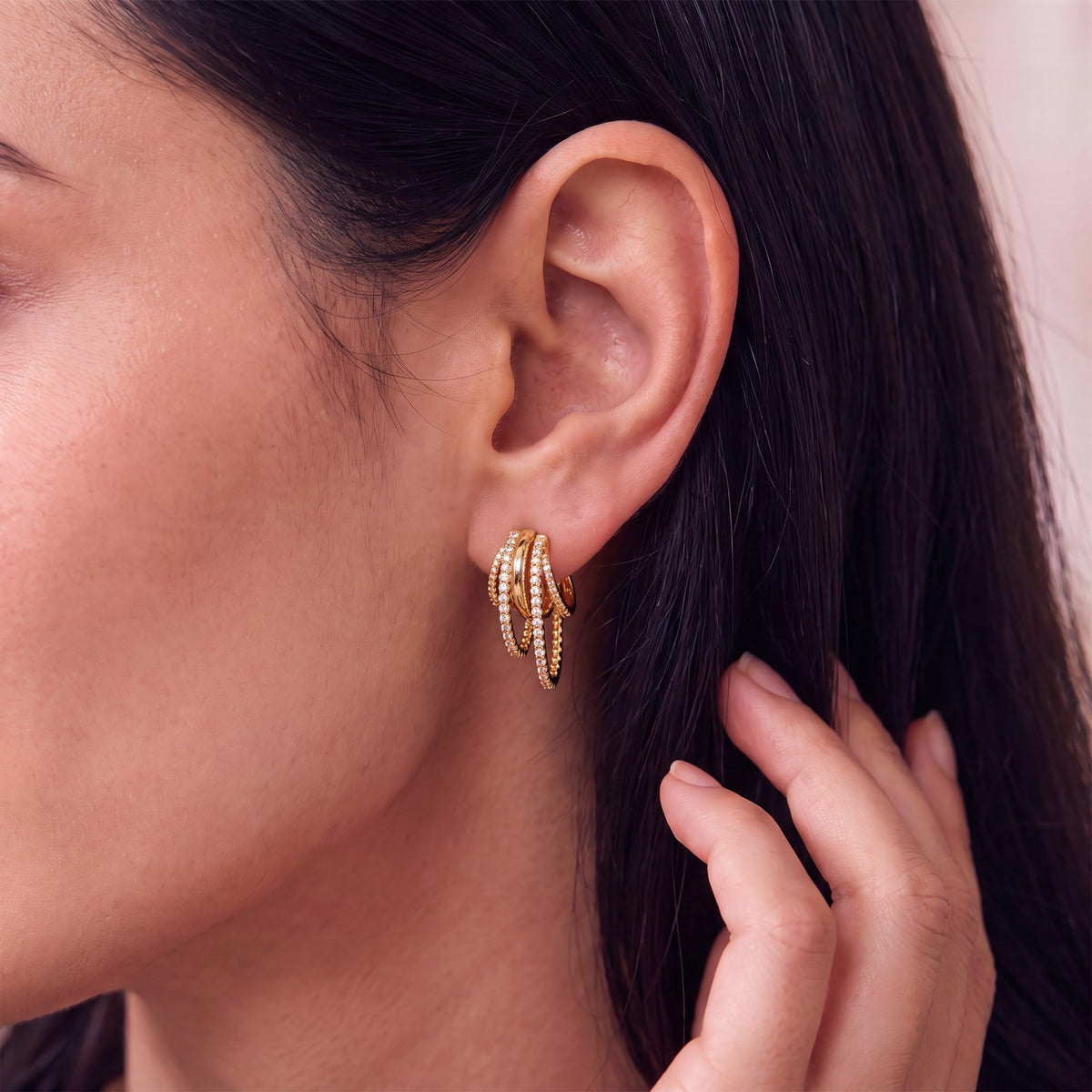 Shimmer Gold Hoop Earrings