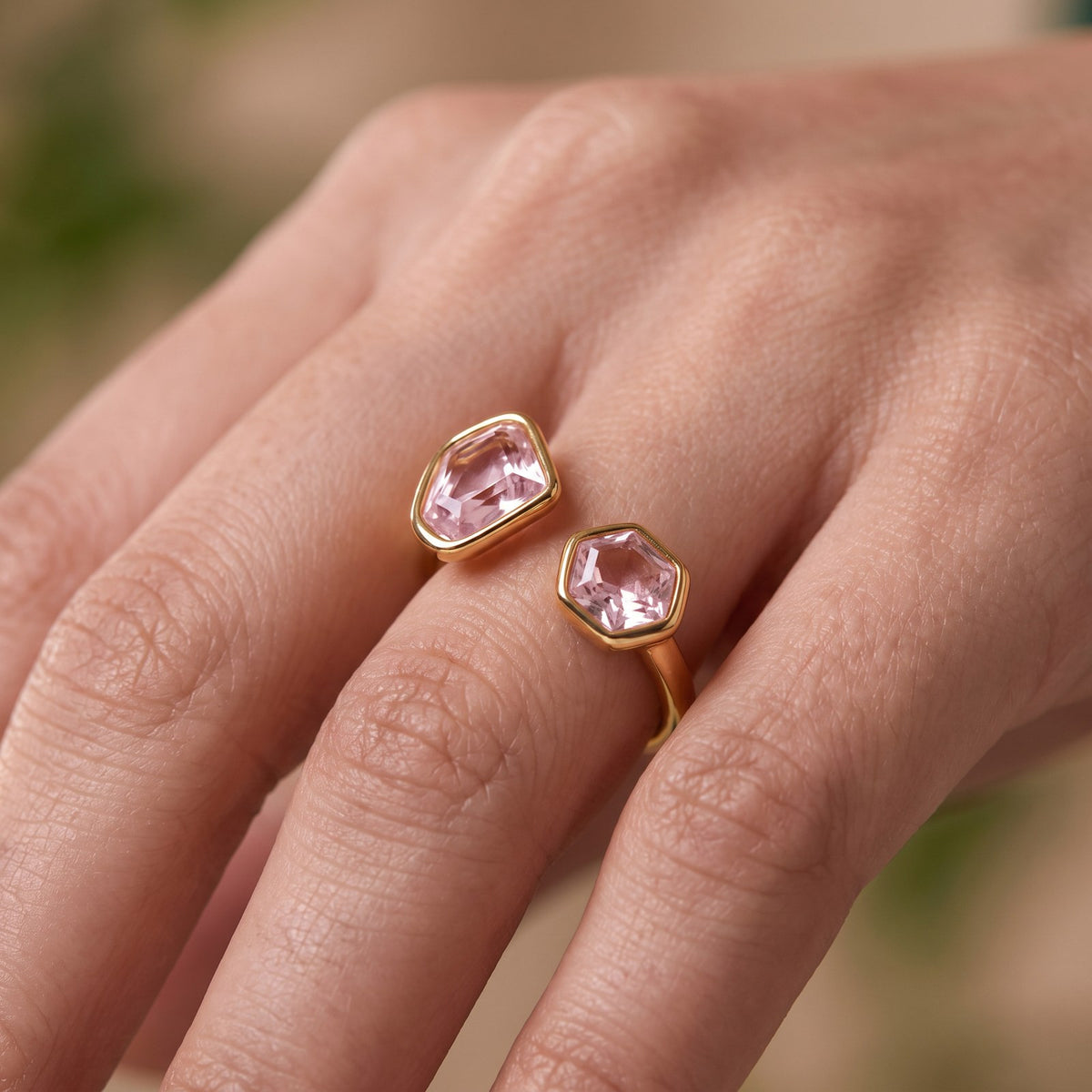 Pink Bloom Gold Ring