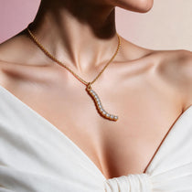 Crystal Cascade Gold Necklace