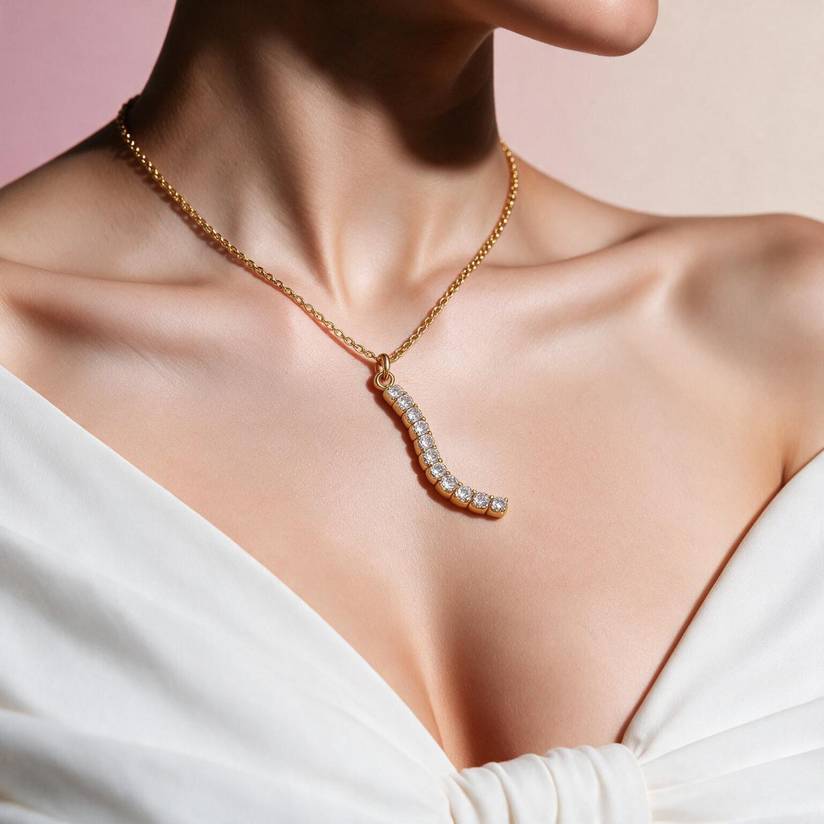 Crystal Cascade Gold Necklace