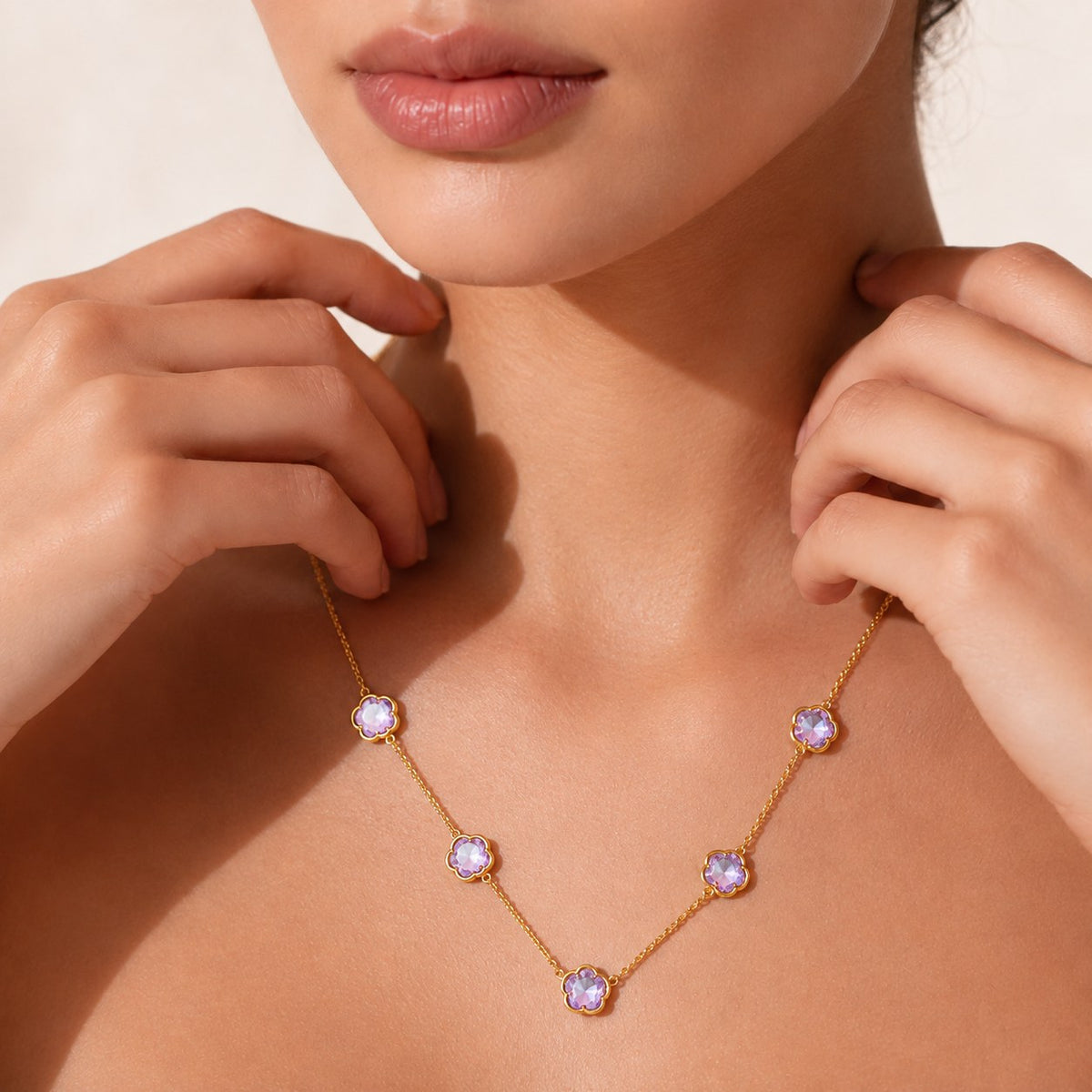 Lilac Bloom Gold Necklace