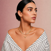 Heart Halo Duo Gold Necklace