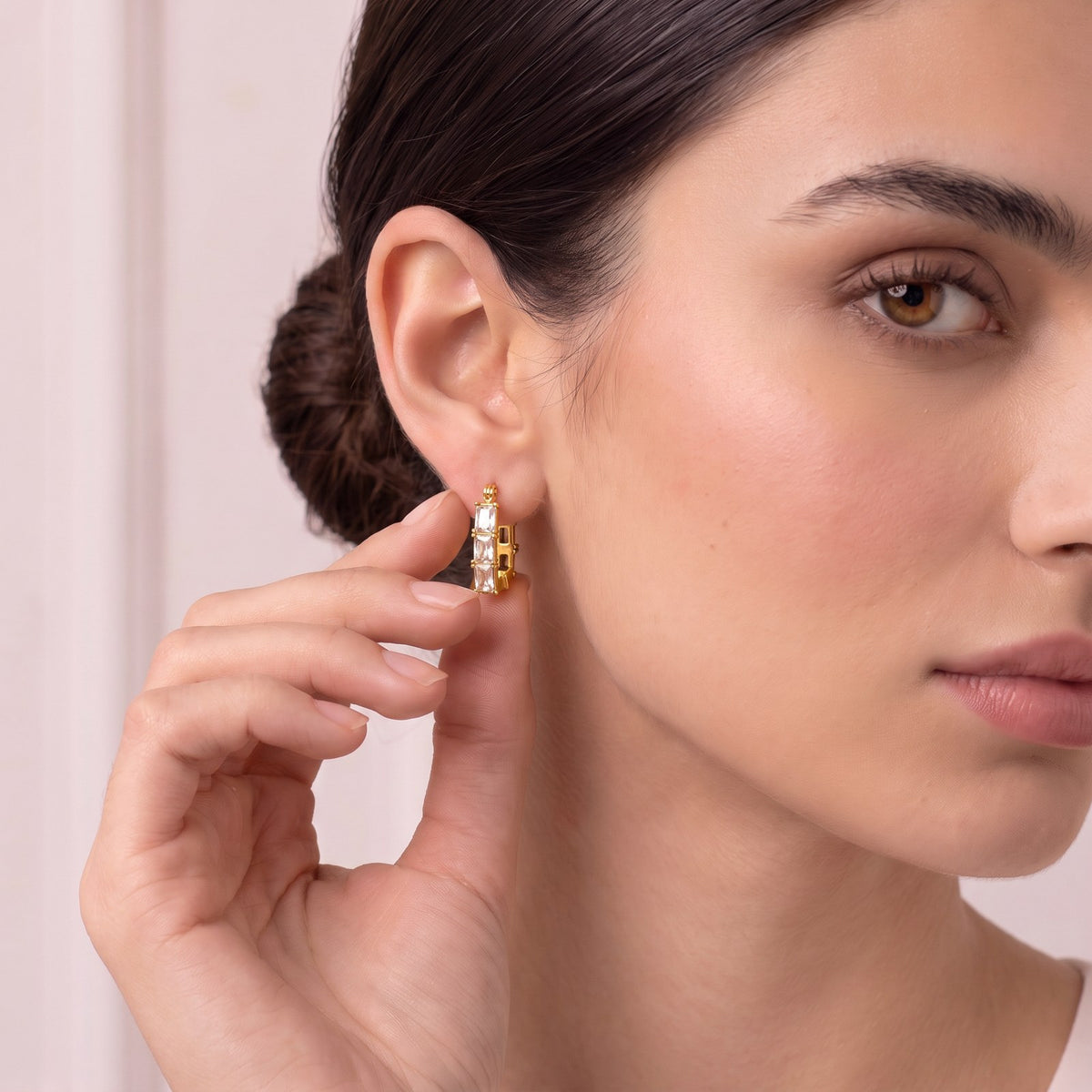 Baguette Gold Hoop Earrings