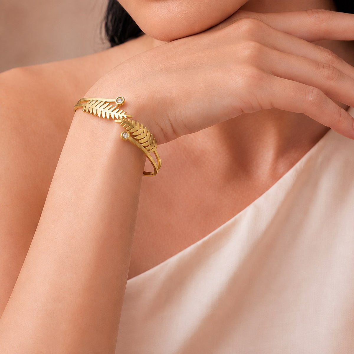 Leafy Gold Plated Bangle