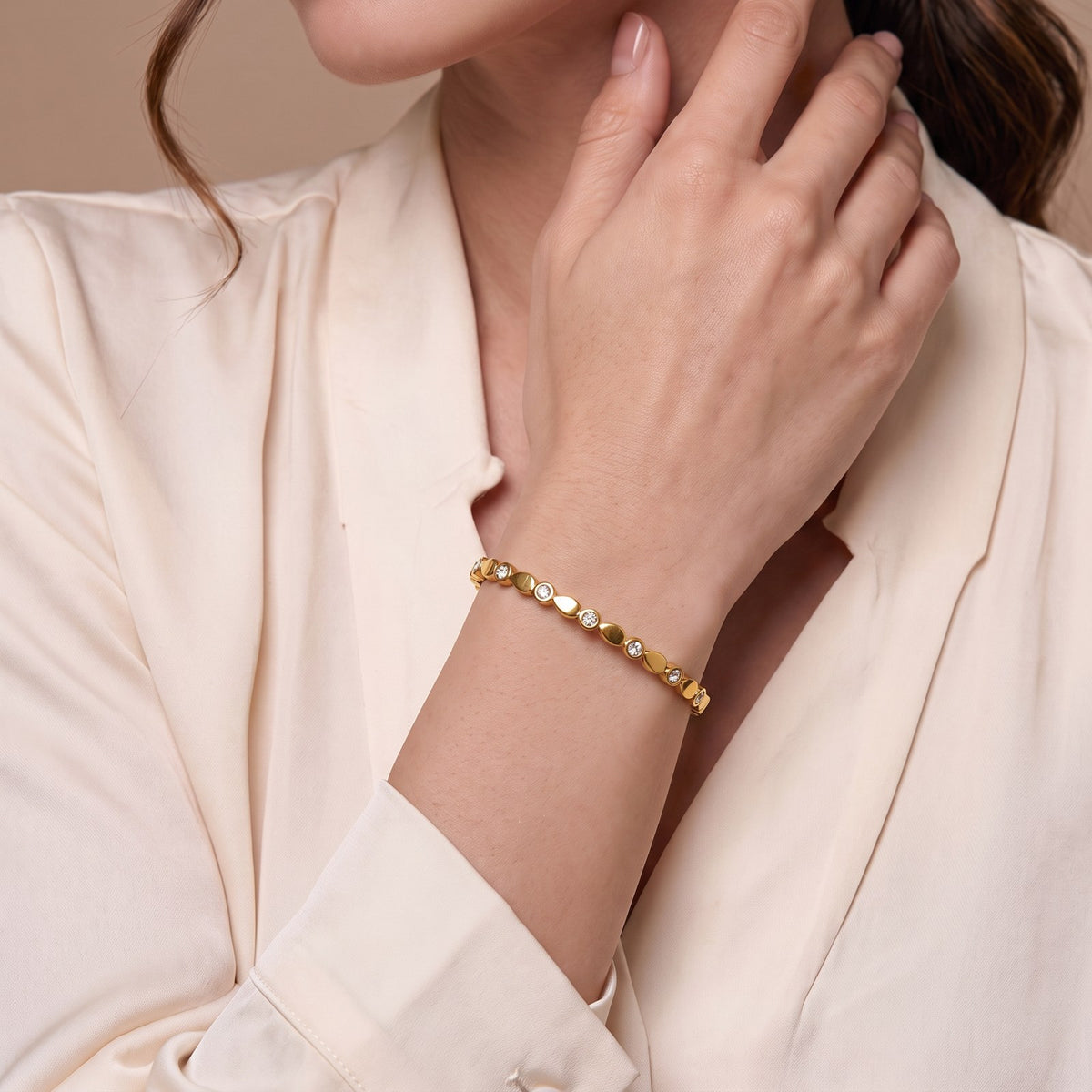 Celine Crystal  Gold Bangle