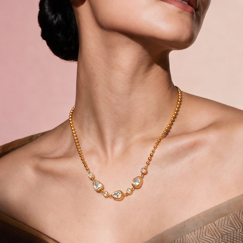 Opaline Glow Gold Necklace