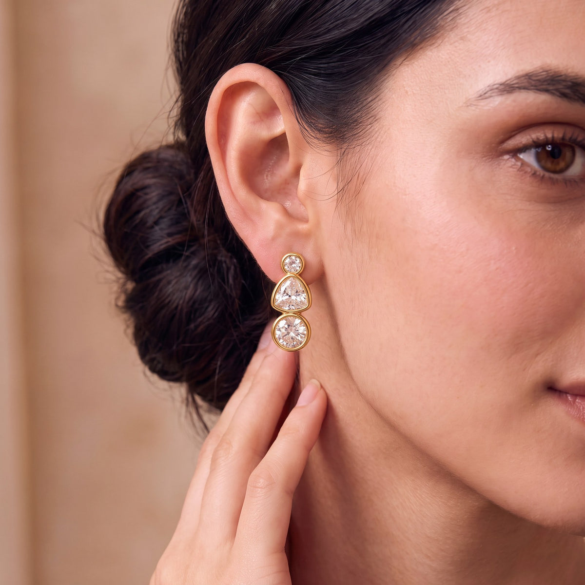 Lumina Bezel Gold Stud Earrings