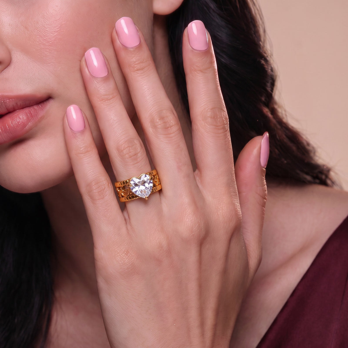 Starlit Gold Heart Ring
