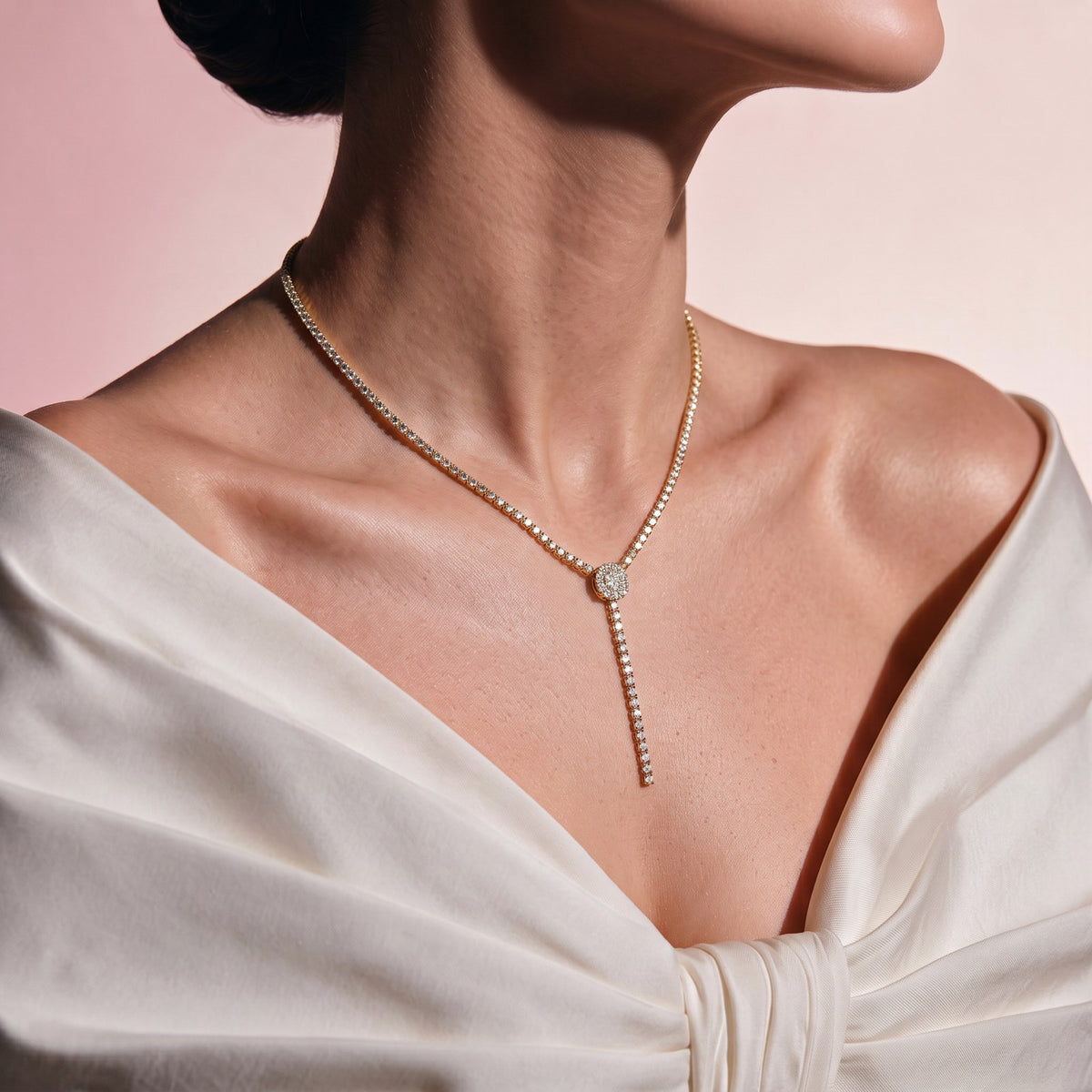 Halo Gold Lariat Necklace