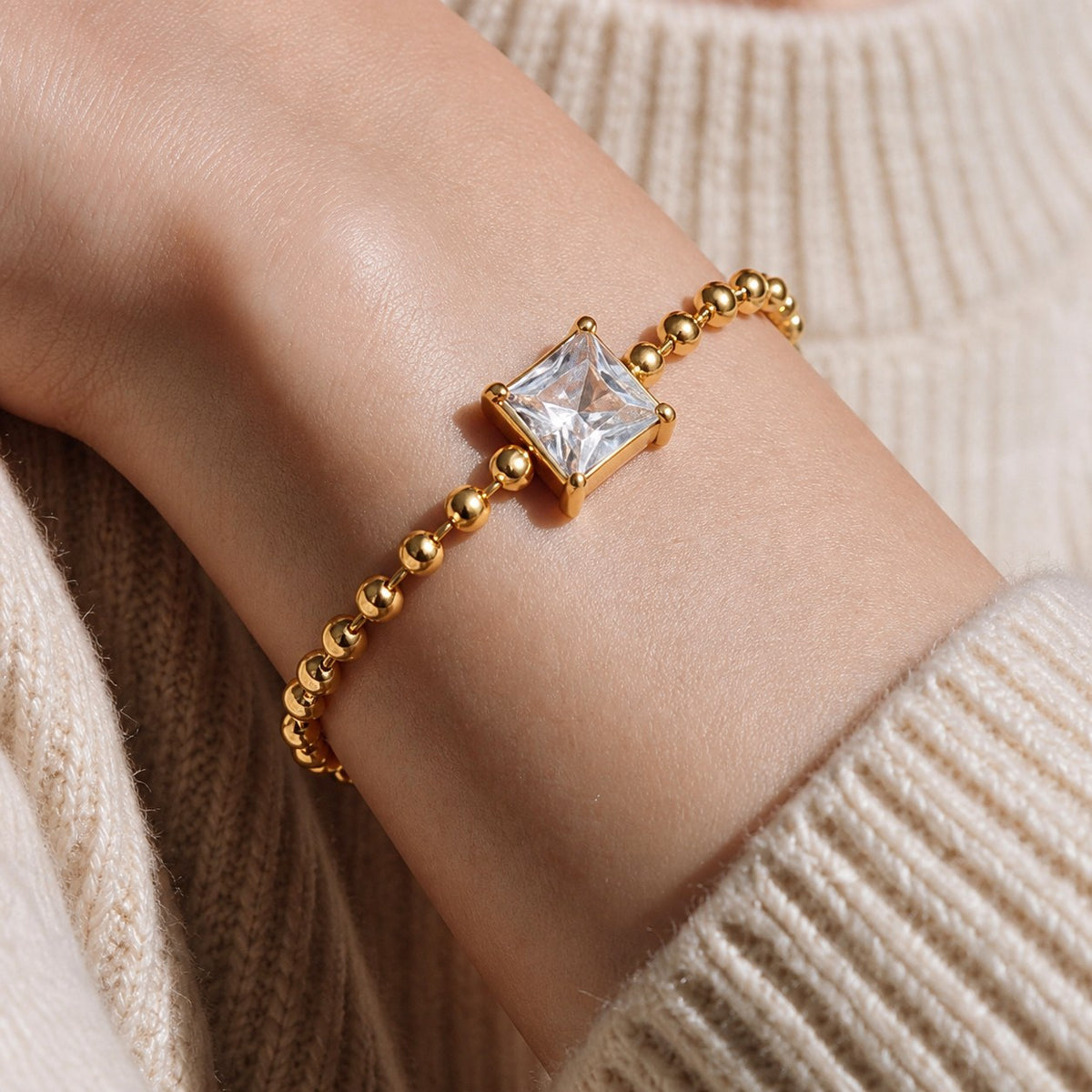 Square Diamond Gold Bracelet