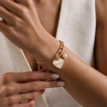 Pearl Whisper Gold Heart Bracelet