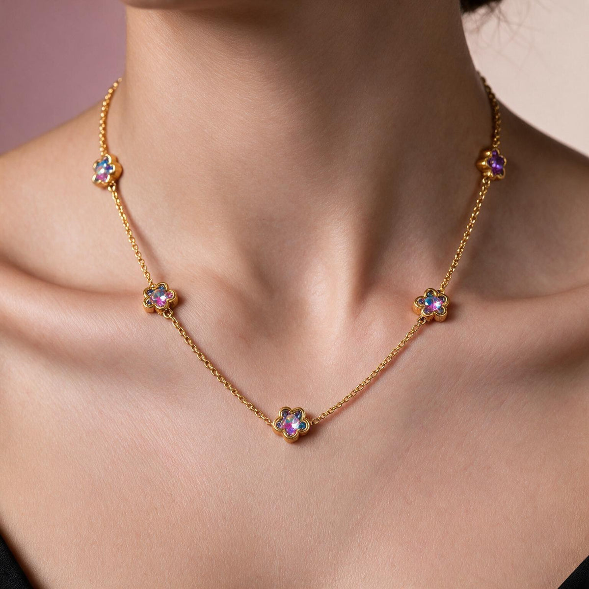 Iris Bloom Gold Necklace